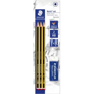 Staedtler Potlood Noris HB blisterร met gum active 1388353 Potlood active Staedtler Noris HB blisterร 3 stuks met gum 4007817120149